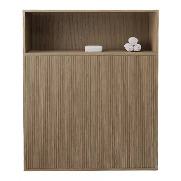Timotheus Vertical Slat – Zwevend Wandmeubel met Reliëf-Design