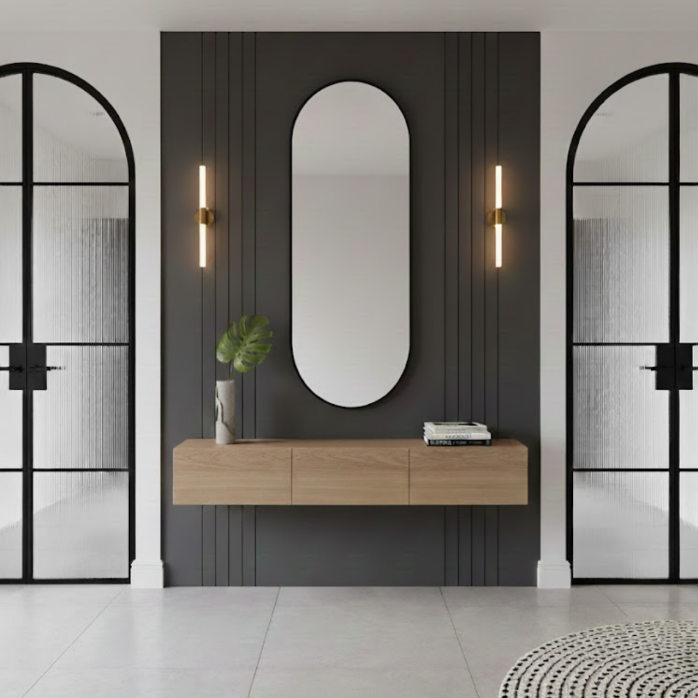 Lavigo Rocco spiegel ovaal met lijst 90x38cm - mat zwart