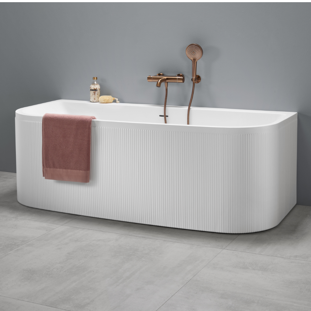 Lavigo Livigno ribbel bad back-to-wall Mat Wit - 180x80cm