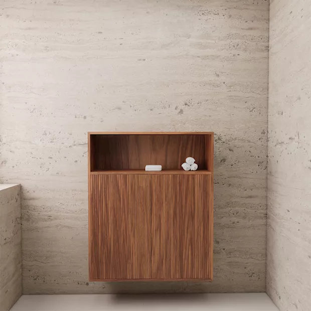 Timotheus Vertical Slat – Zwevend Wandmeubel met Reliëf-Design