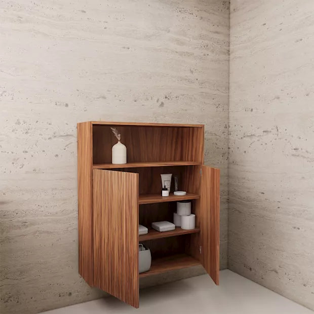 Timotheus Vertical Slat – Zwevend Wandmeubel met Reliëf-Design